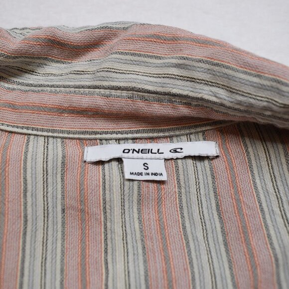 Oneill Sz S Davis Woven Long Sleeve Button Down Top Blouse Striped Boho Beachy - Picture 11 of 16